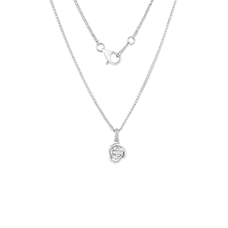 18K White Gold Diamond Necklace with 4 Diamonds