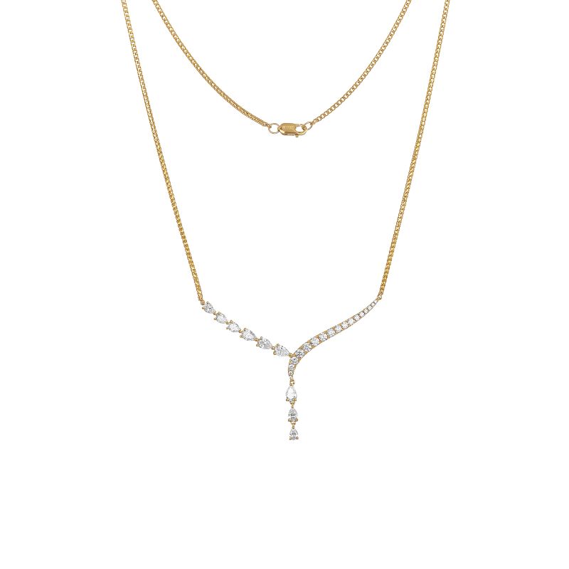 18K Yellow Gold Diamond Necklace with 18ROU