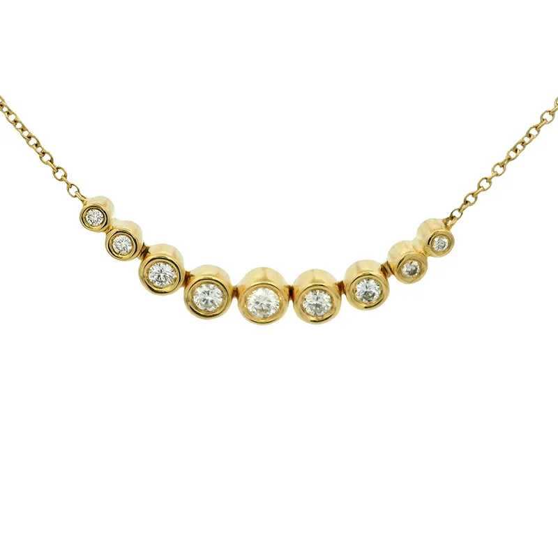 Dainty necklace for layering in 18K yellow gold and diamonds