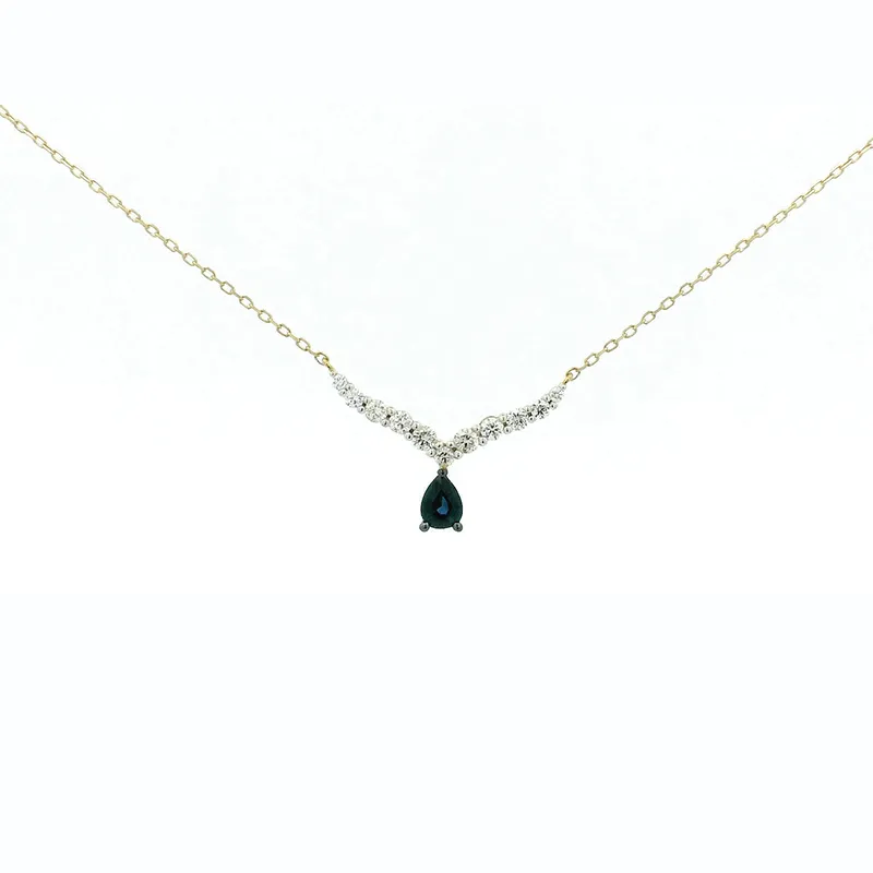 Sapphire and diamond necklace in 18K yellow gold and diamonds