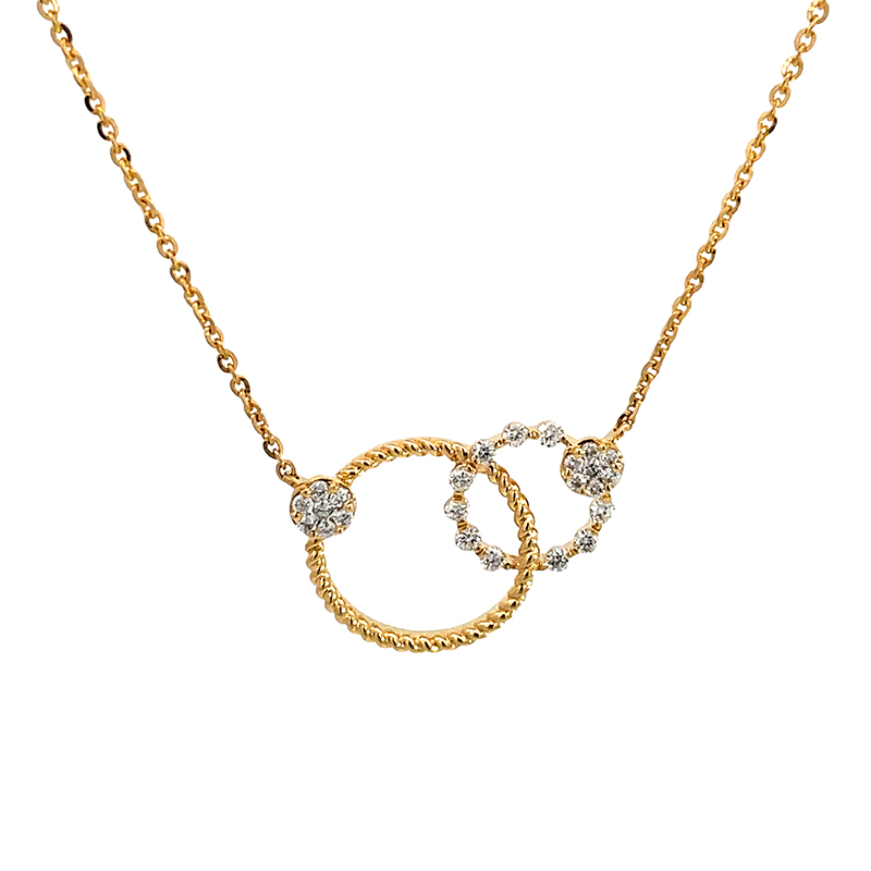 20 ct. t.w. Diamond Interlocking Double-Circle Necklace in 14kt Yellow Gold  | Ross-Simons