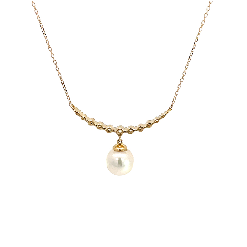 Delicate Pearl and Diamond Pendant Necklace