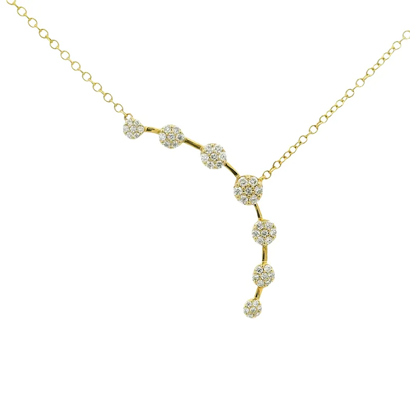 Elegant arc necklace in 18K yellow gold and diamonds