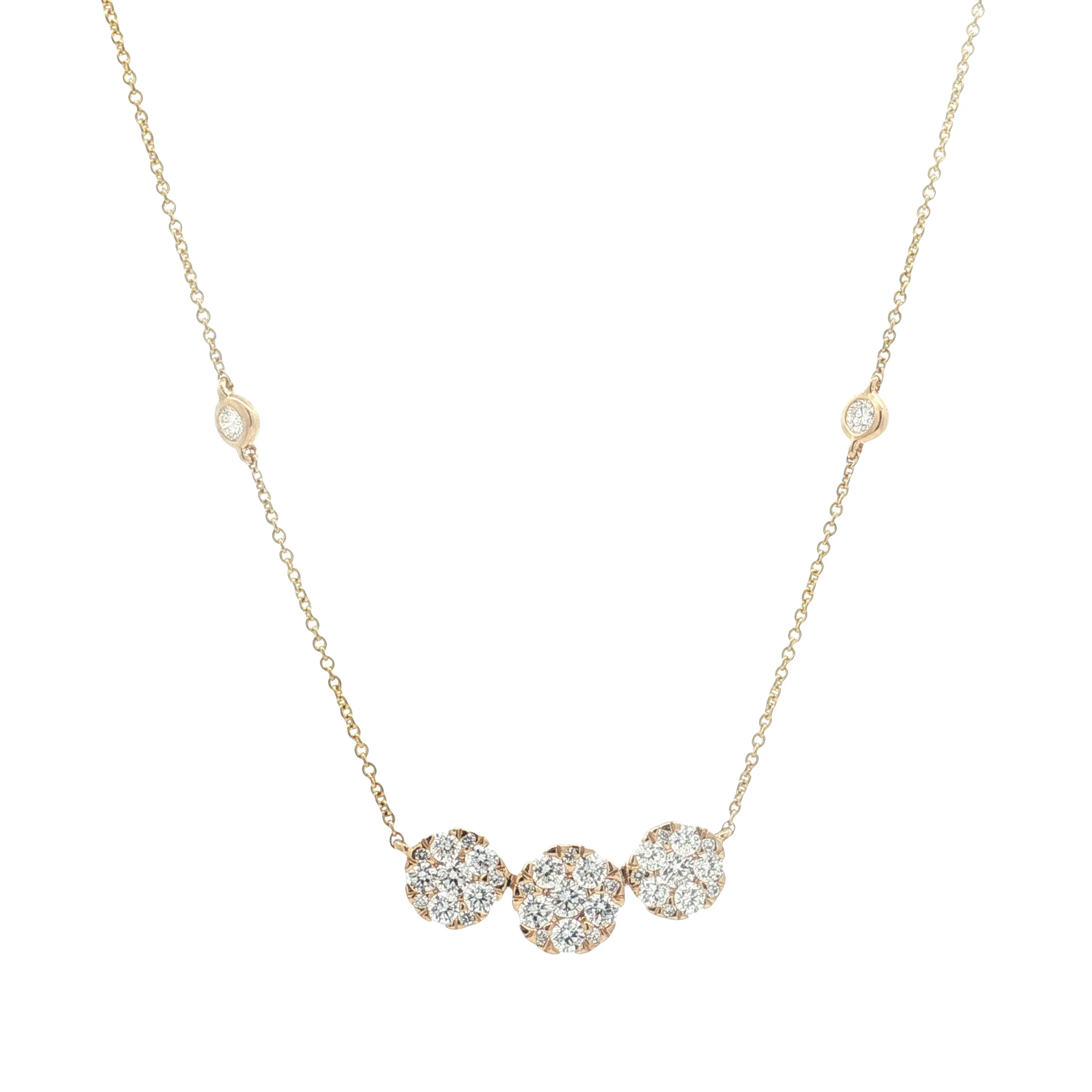 Gold Diamond Necklace with Round Brilliant Cut Diamonds