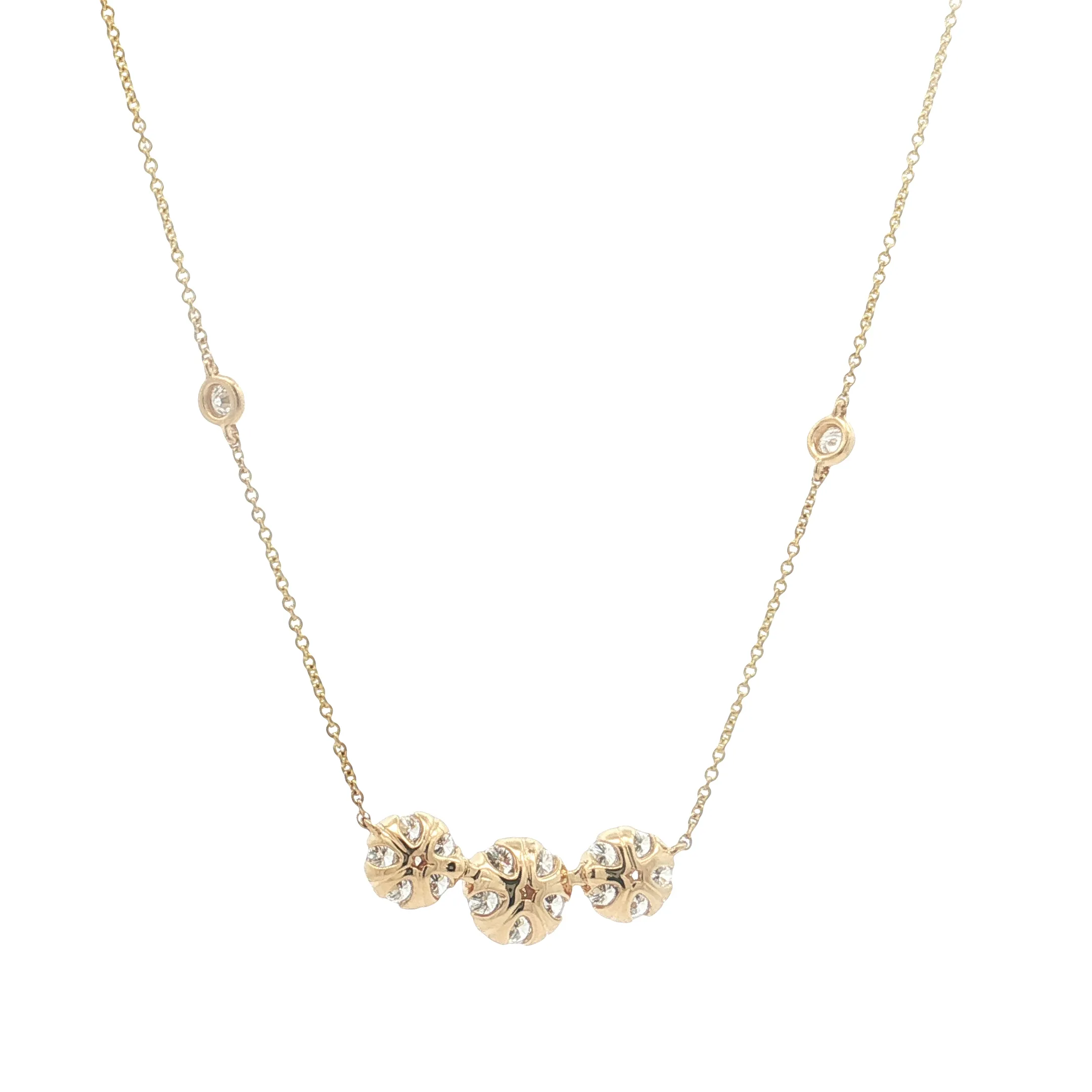 Gold Diamond Necklace with Round Brilliant Cut Diamonds