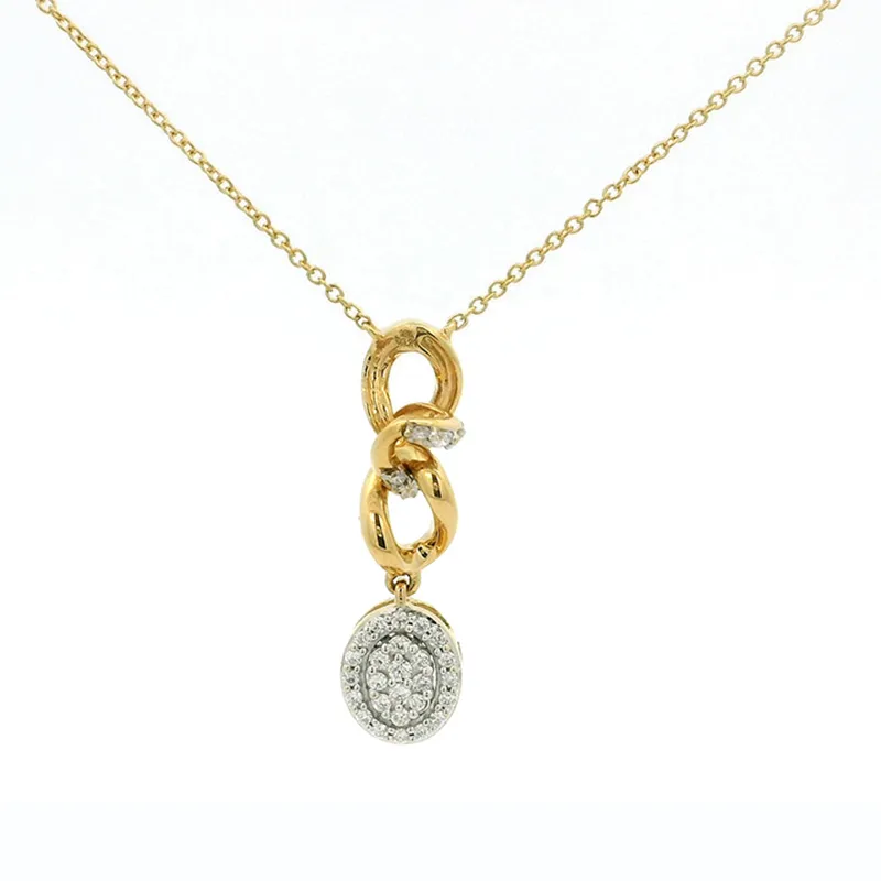 Elegant links necklace in 18K yellow gold and diamonds