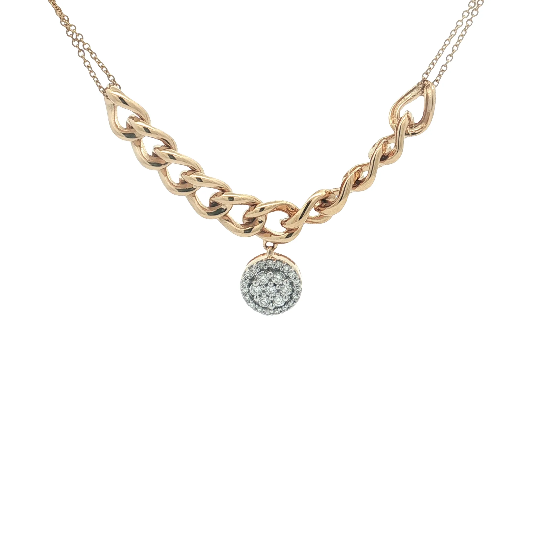 Yellow Gold Charm Necklace with Round Brilliant Diamond