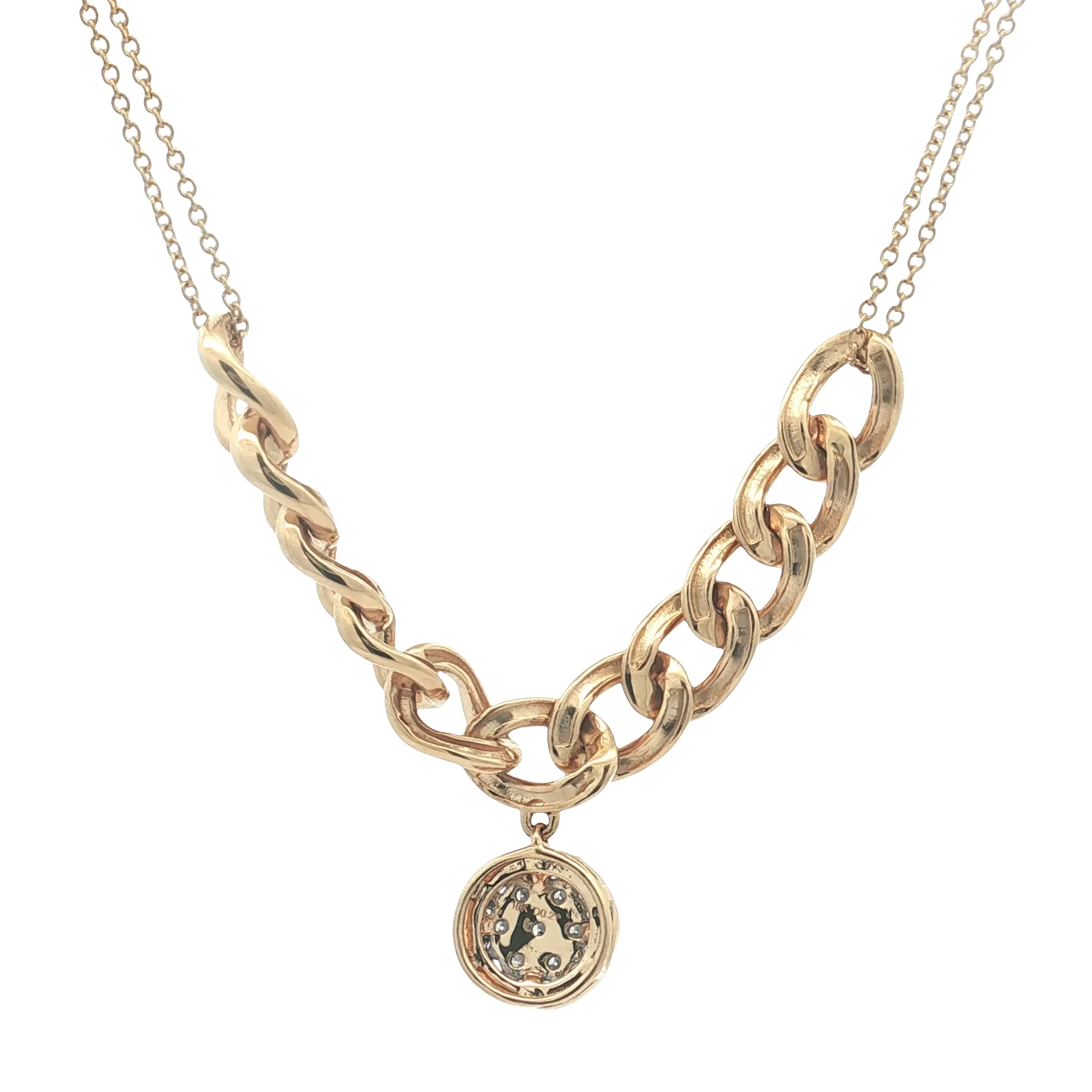 Yellow Gold Charm Necklace with Round Brilliant Diamond