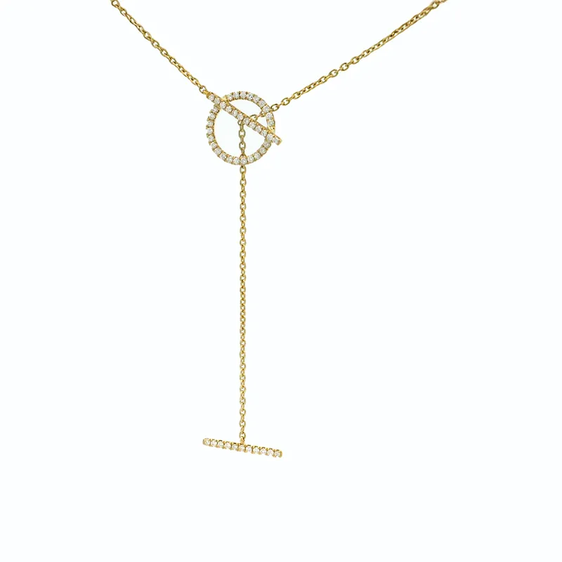 Lariet style necklace in 18k yellow gold and diamonds - 18 inches