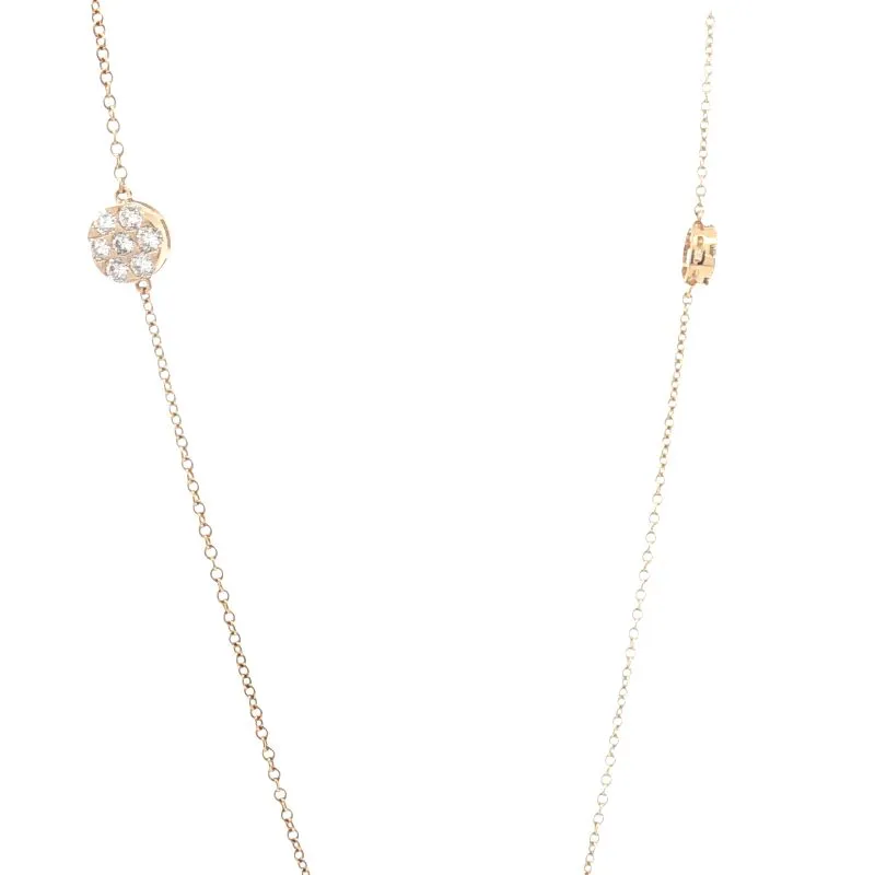 Minimalist Gold Chain Necklace with Three Round Diamond stations