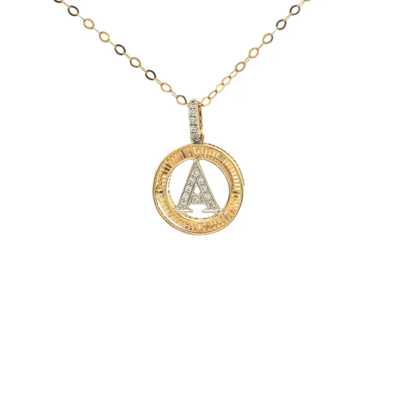 Elegant 18K Yellow Gold Diamond Initial A Pendant Necklace for Everyday Wear