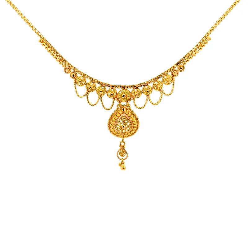 Elegant 22K Gold Pendant Chain Necklace Set