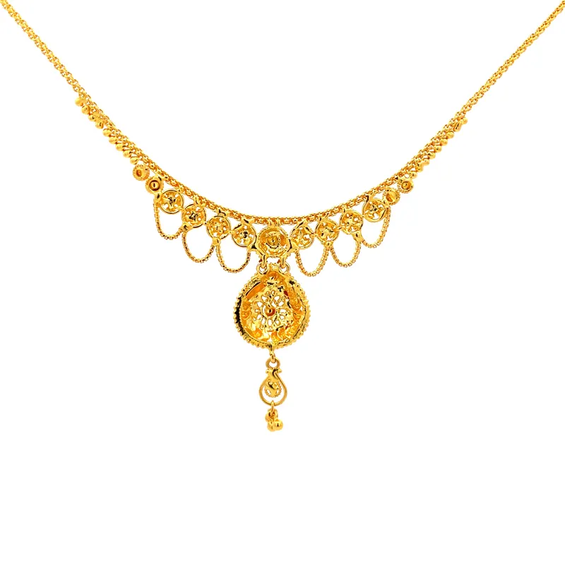 Elegant 22K Gold Pendant Chain Necklace Set
