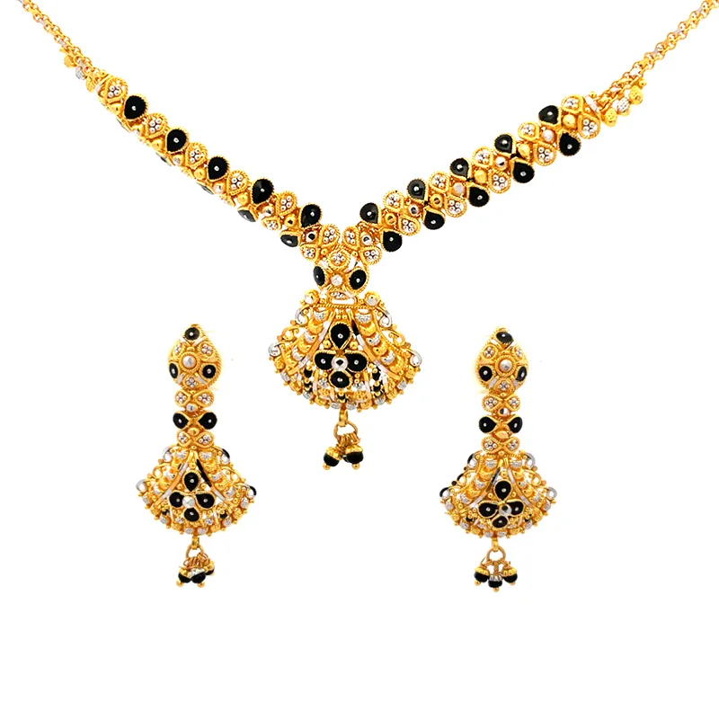 22K Gold Minakari Necklace Set
