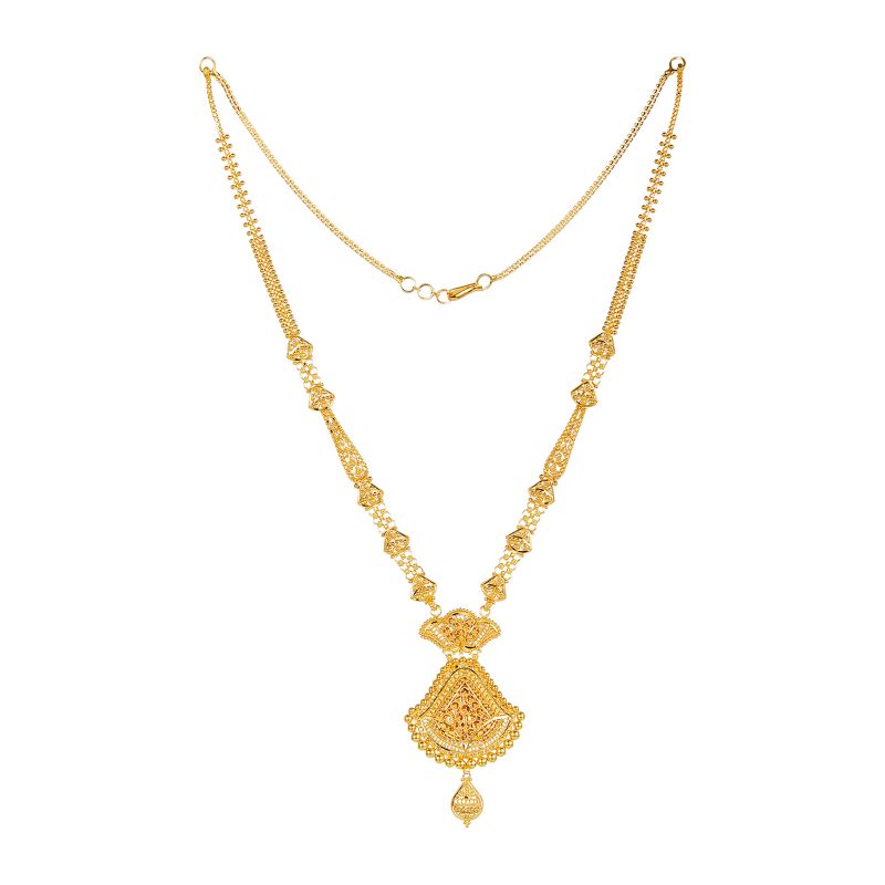 Buy quality 916 CZ Pure Gold Antique Long Necklace Set in Ahmedabad-hanic.com.vn
