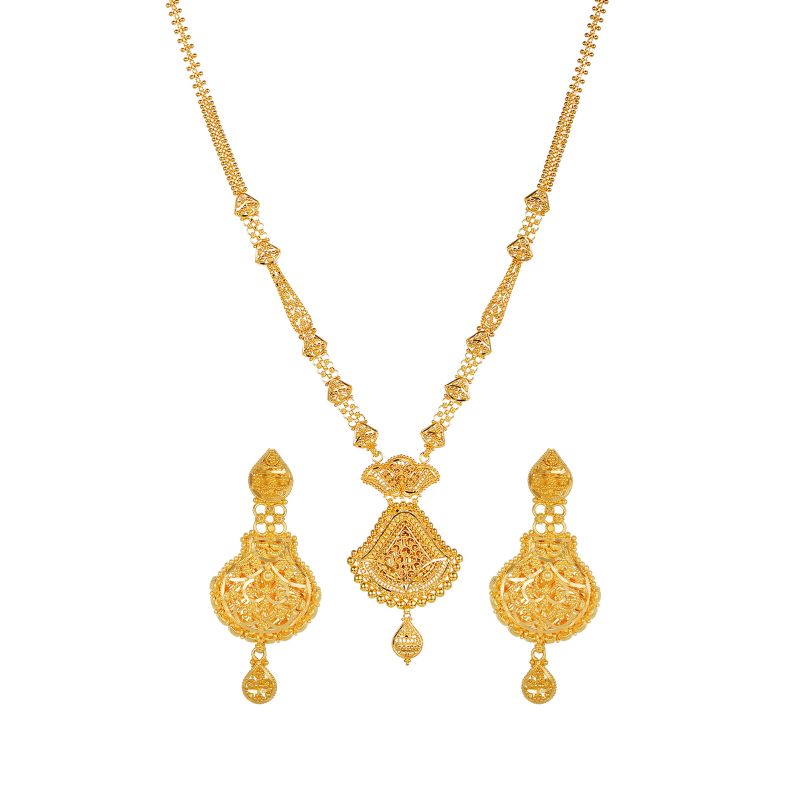 Antique Gold Long Necklace Design 22kt – Welcome to Rani Alankar-hanic.com.vn