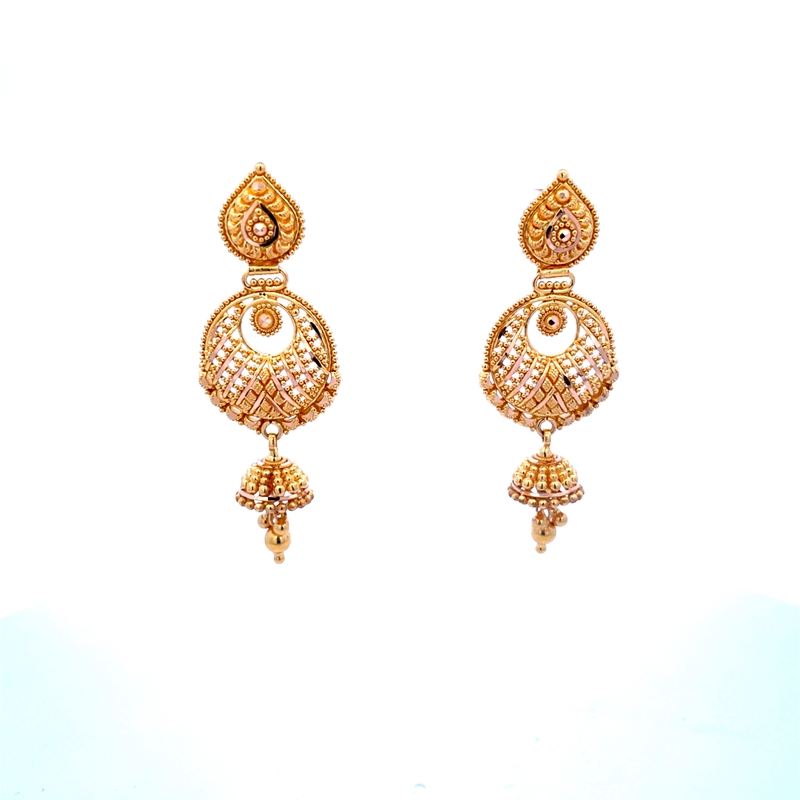 Elegant 22K Gold Necklace and Earrings Set