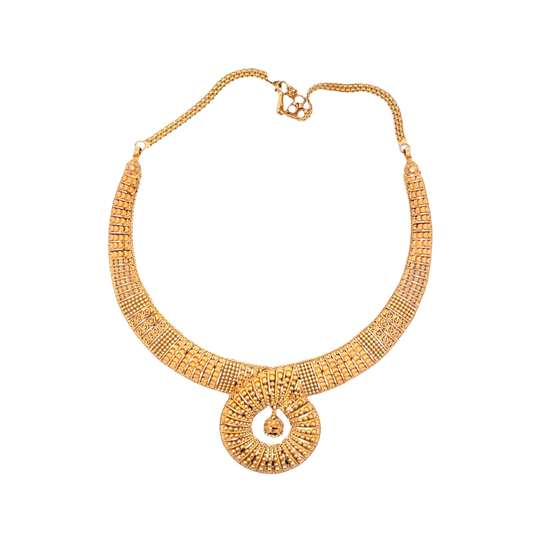 Elegant 22K Gold Necklace and Earrings Set