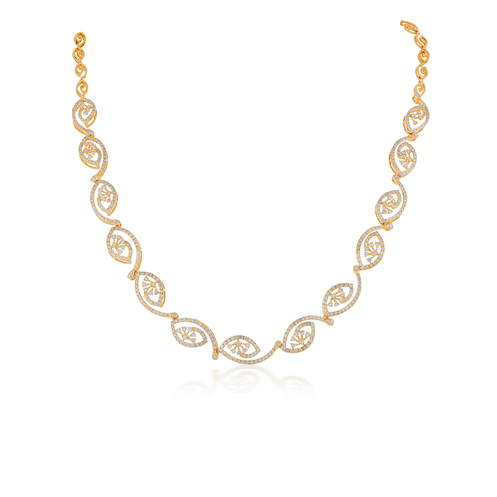 18KYellow Gold & Diamond Ornate Spiral Necklace Set