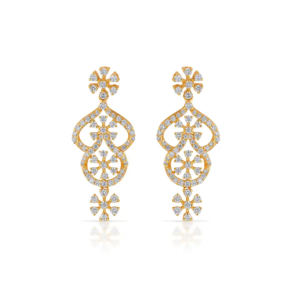 18K Yellow Gold Diamond Floral Spiral Necklace Set