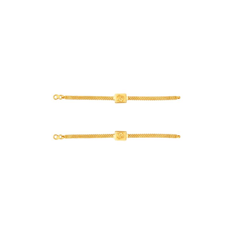 22k Yellow Gold Stud Patterned Dangle Earrings
