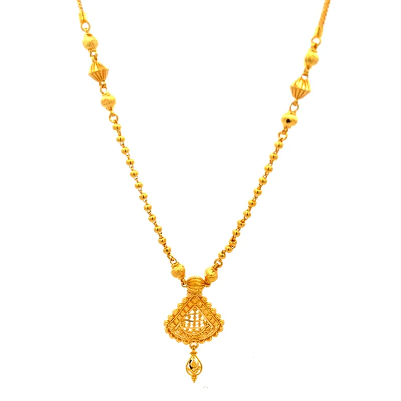 Elegant 22K Gold Necklace and Earrings Set