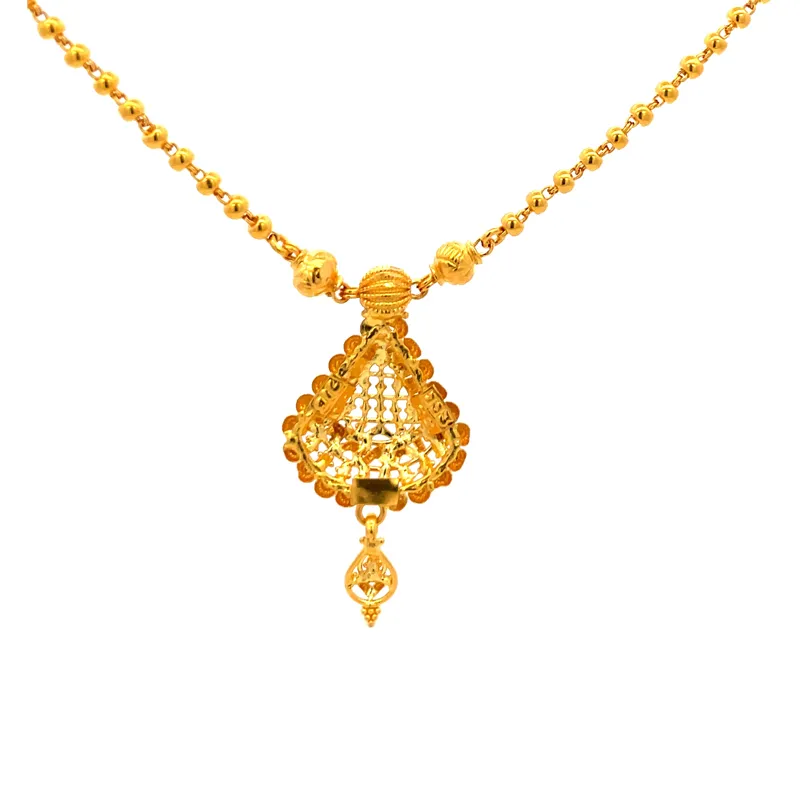 Elegant 22K Gold Necklace and Earrings Set