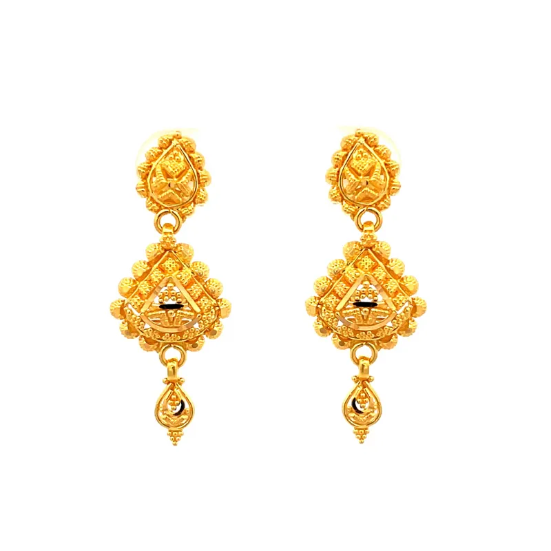 Elegant 22K Gold Necklace and Earrings Set