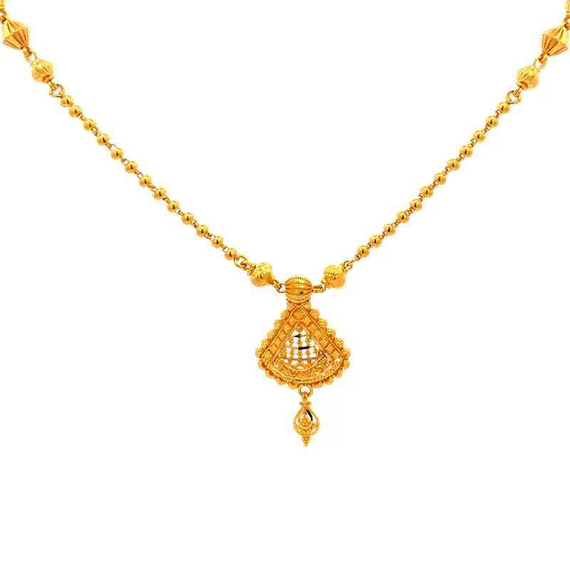 Elegant 22K Gold Necklace and Earrings Set