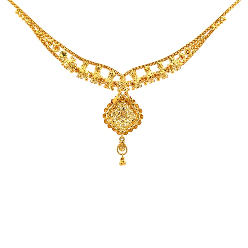 Elegant Gold Filigree Drop Necklace Set