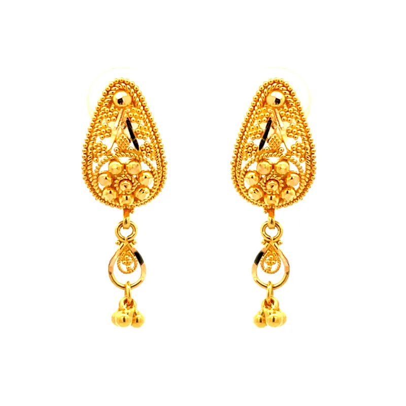 Elegant Gold Filigree Drop Necklace Set