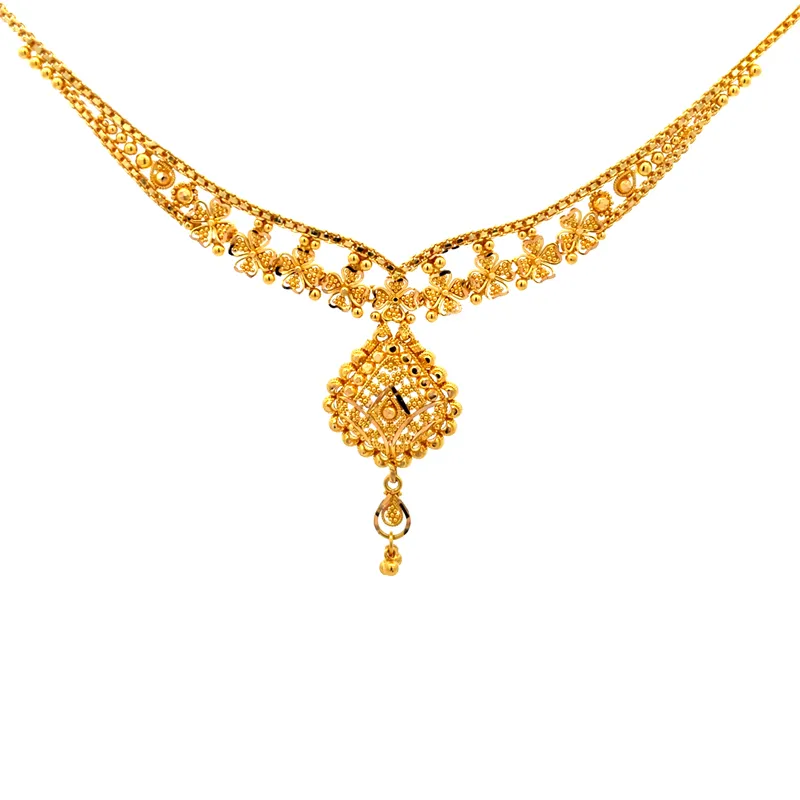 Elegant Gold Filigree Drop Necklace Set