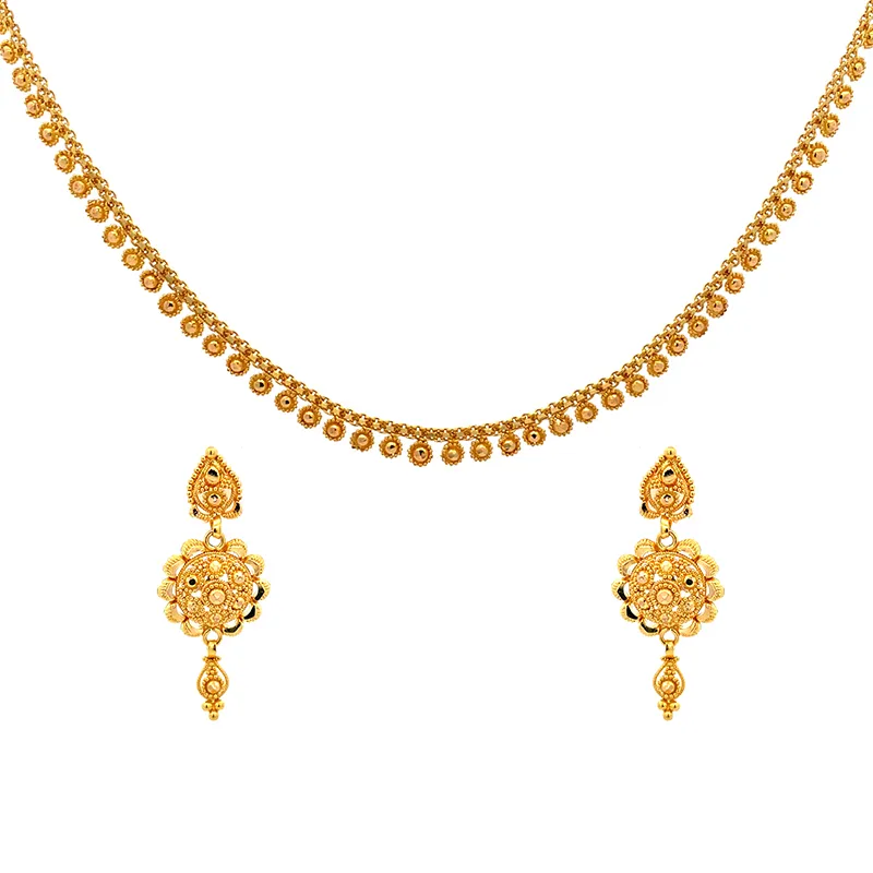 Elegant 22K Gold Pendant Chain Necklace Set