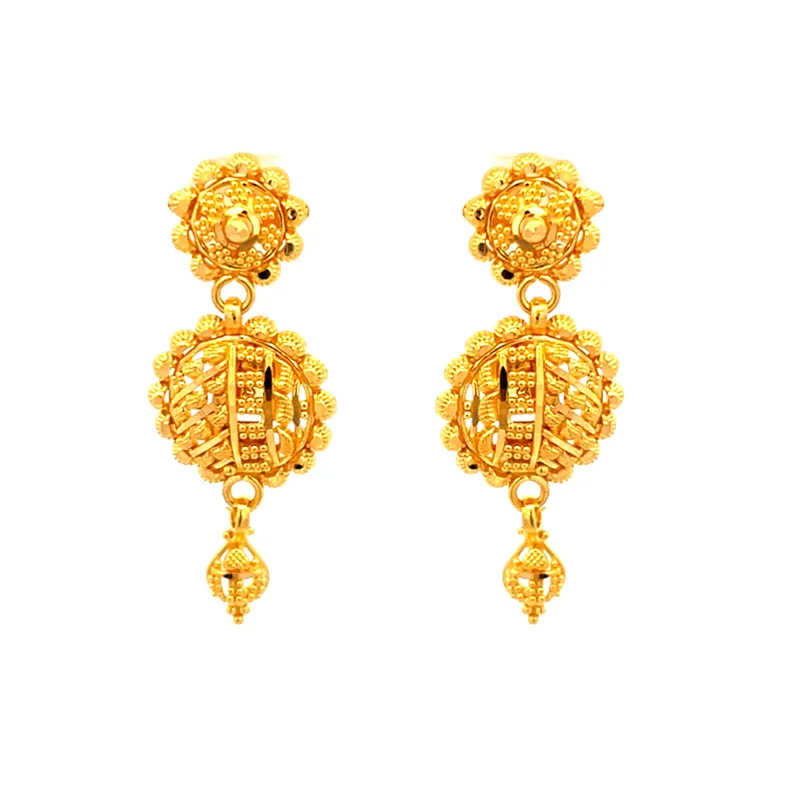 Elegant 22K Gold Necklace and Earrings Set