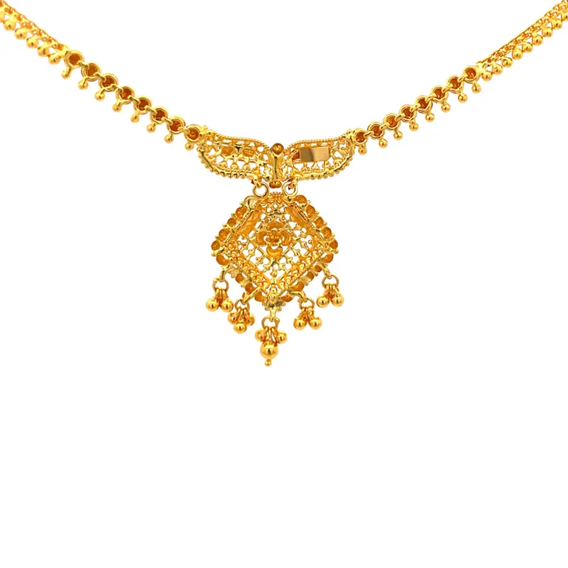 Elegant 22K Gold Necklace and Earrings Set