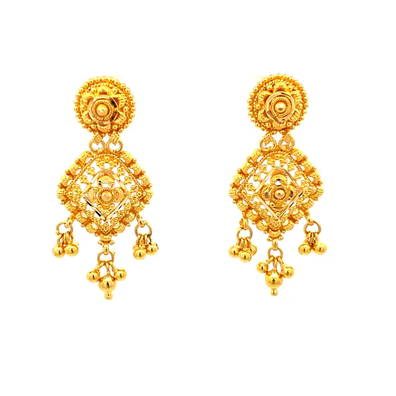 Elegant 22K Gold Necklace and Earrings Set