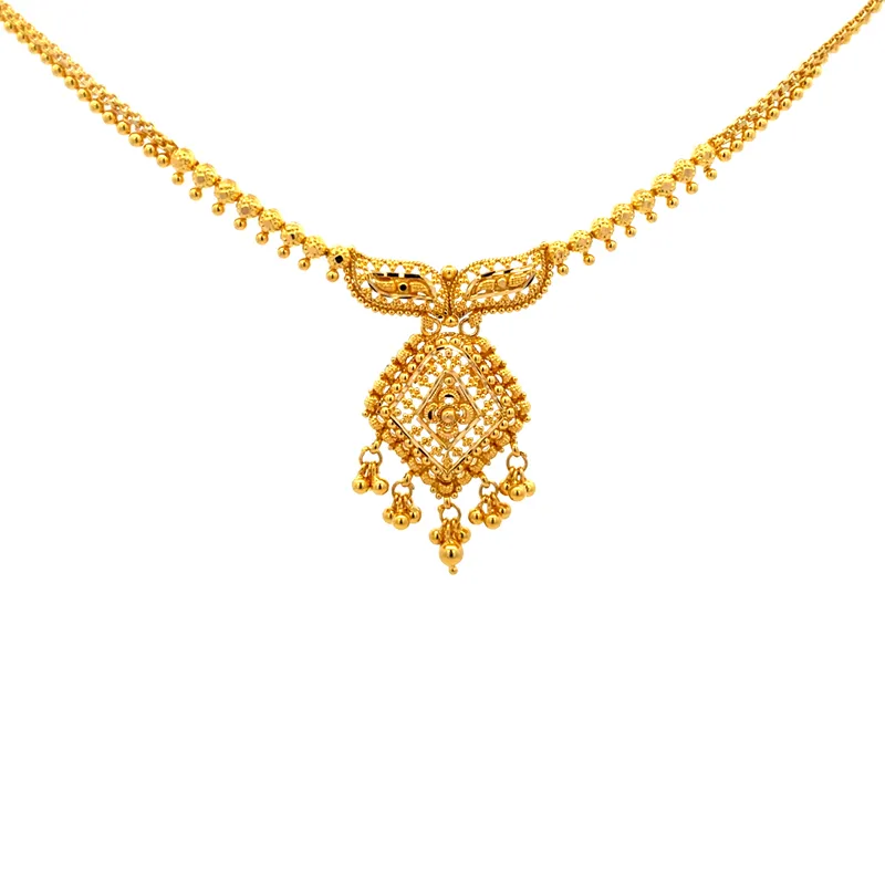 Elegant 22K Gold Necklace and Earrings Set