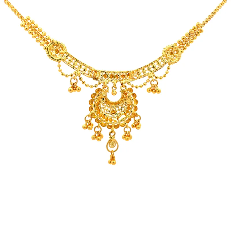 Elegant 22K Gold Necklace and Earrings Set