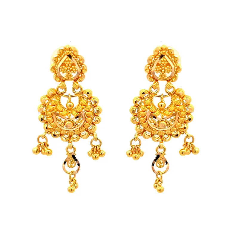 Elegant 22K Gold Necklace and Earrings Set