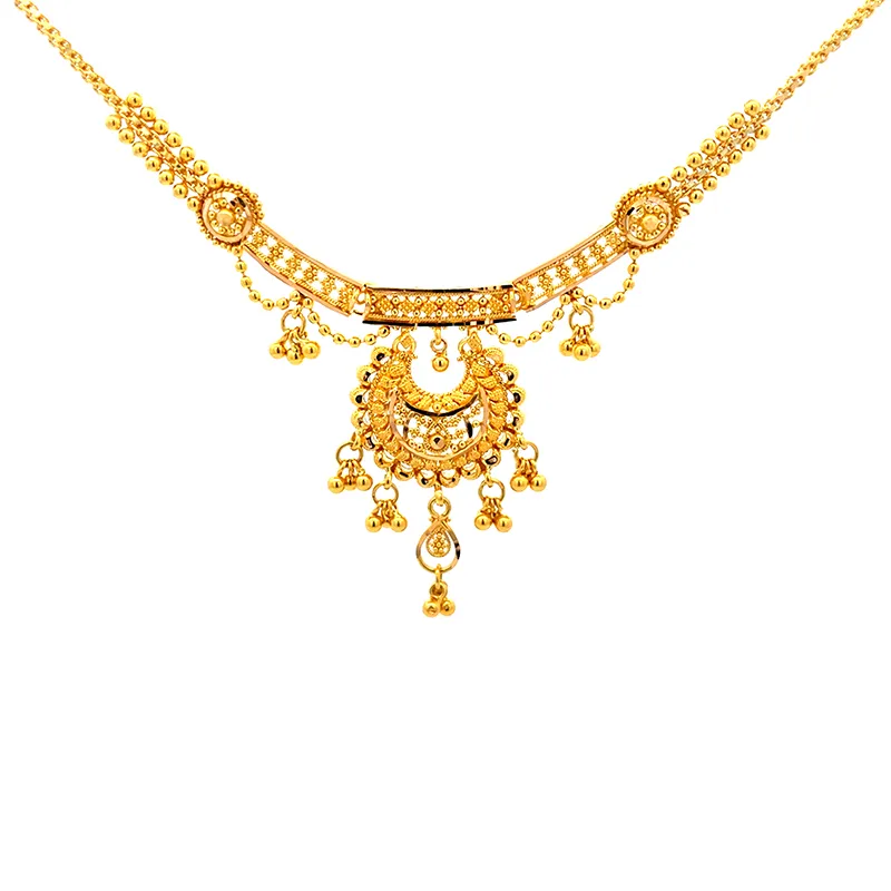 Elegant 22K Gold Necklace and Earrings Set