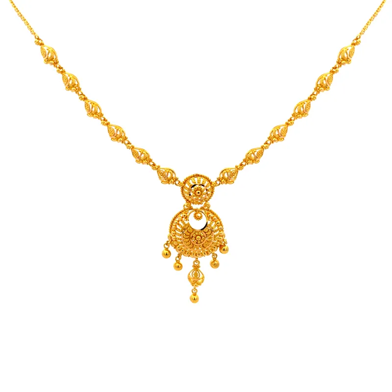 Elegant 22K Gold Necklace and Earrings Set