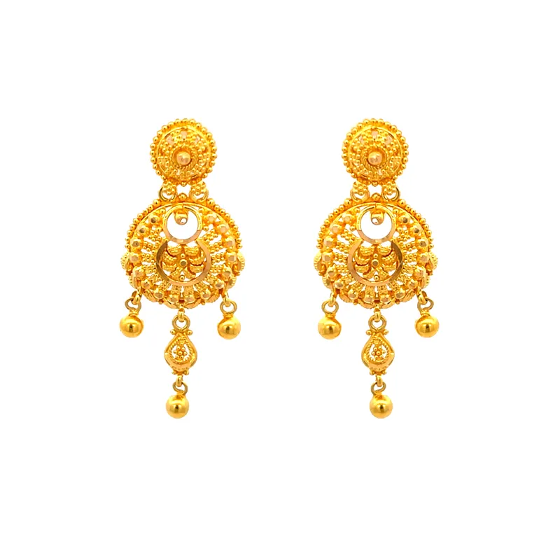 Elegant 22K Gold Necklace and Earrings Set