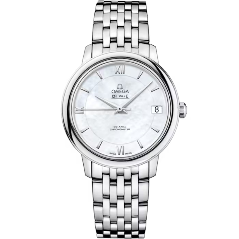 Omega De Ville Prestige steel on steel 32.7mm Co-Axial white MOP dial