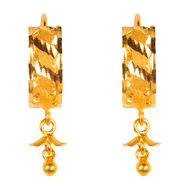 Hoop Hanging Earrings in 22K Yellow Gold
