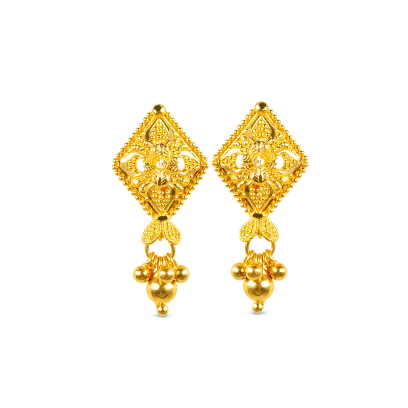 22K Yellow Gold Pendant Earrings Set