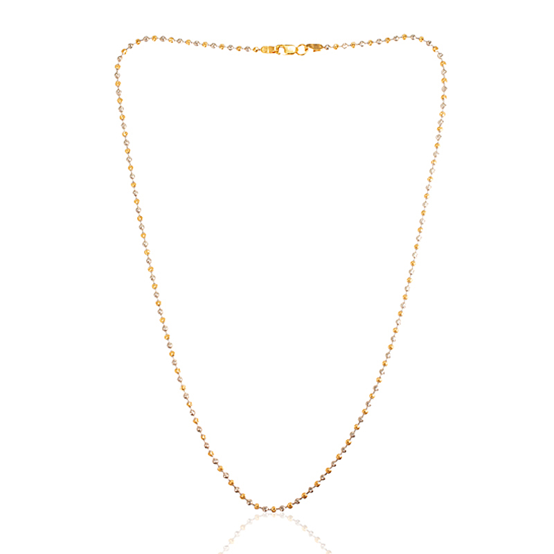 22K Two tone Gold Alternating Beads Chain