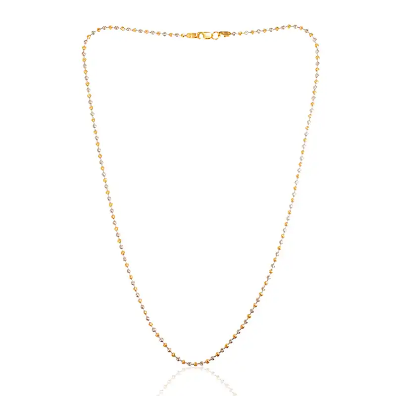 22K Two tone Gold Alternating Beads Chain