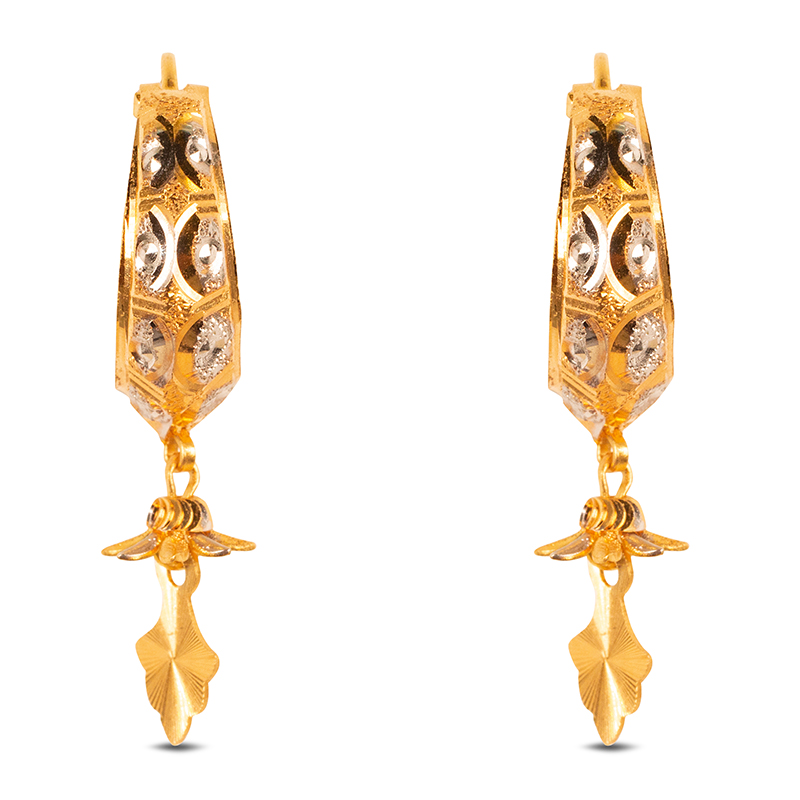 Elegant Hanging Earrings in 22K Gold
