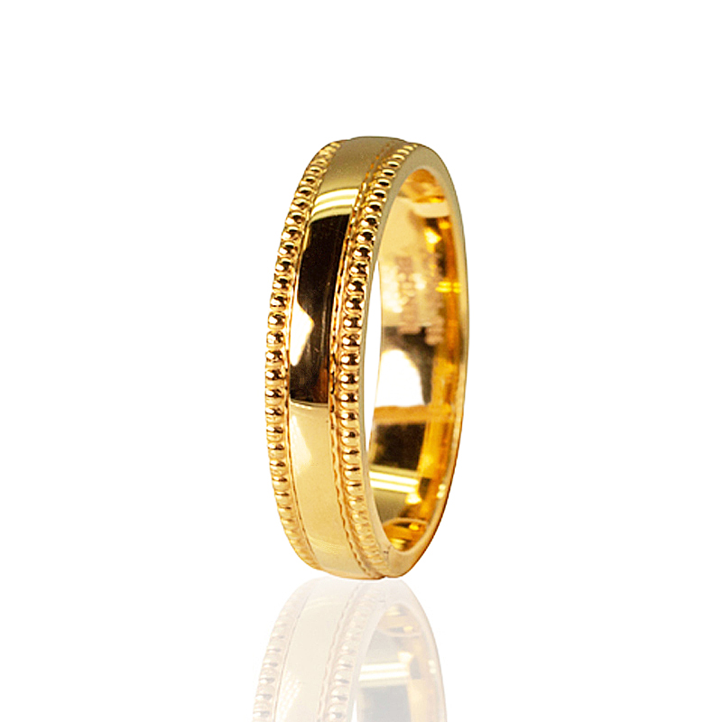 14k Yellow Gold Domed 6mm Band with Satin Finish & Black Diamond by  Lashbrook Designs