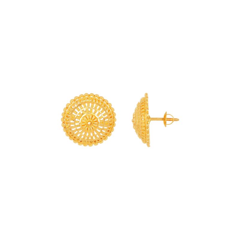 22k Yellow Gold Stud Patterned Earrings